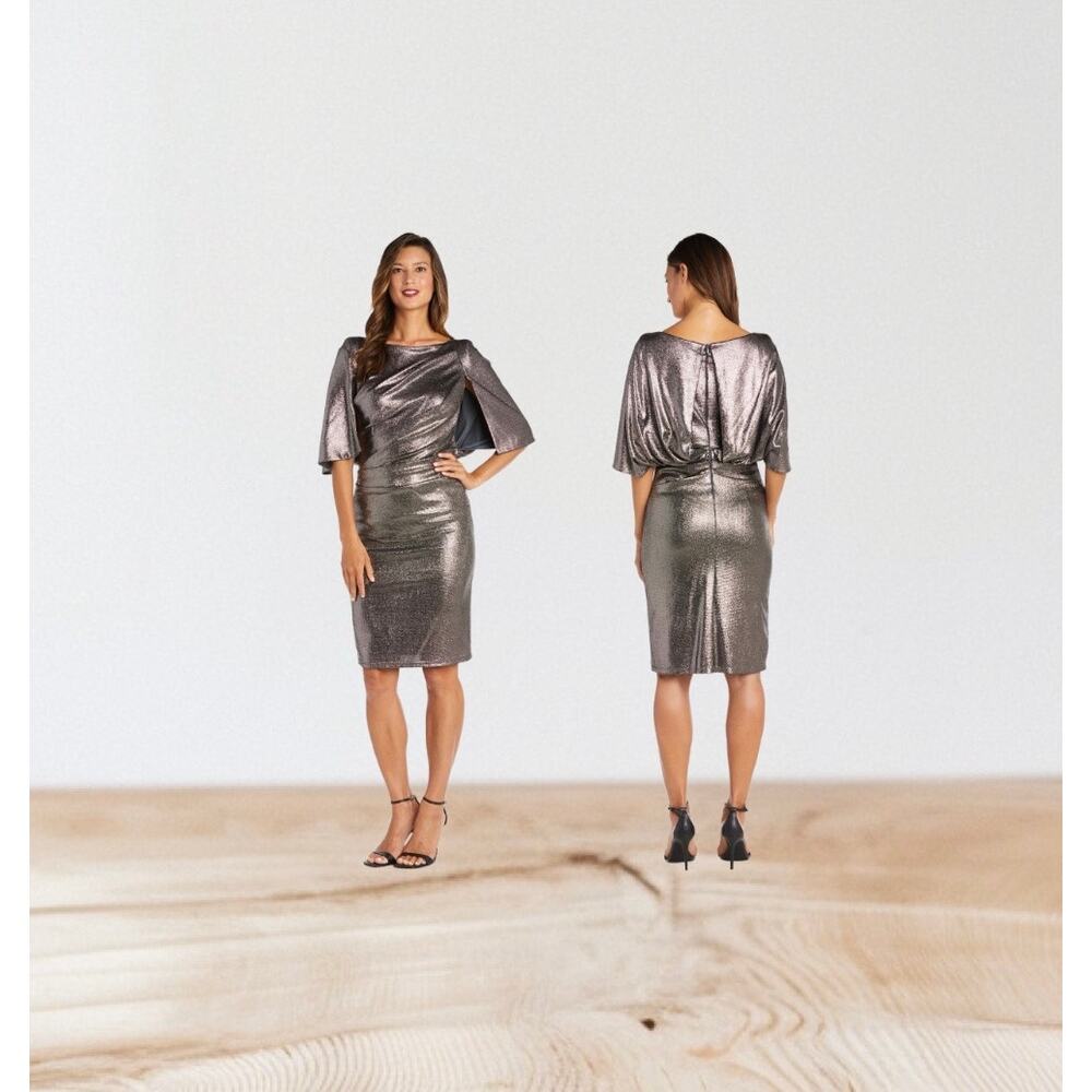 R&M Richards Silver Midi Dress